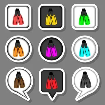 Vector icon illustration for set symbols rubber flippers for sea swimming イラスト素材