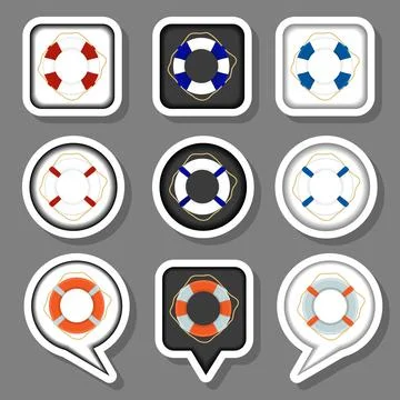 Vector icon illustration for set symbols sea lifebuoy inflatable 스톡 일러스트