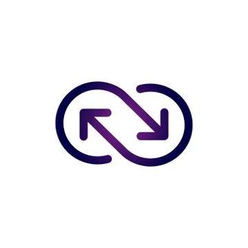 Vector icon of infinite sign made out of two arrows. Syncing or recycling logo Stock Illustration