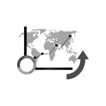 Vector icon - infographics, pie chart and world map. Analytics and business s Stock Illustration