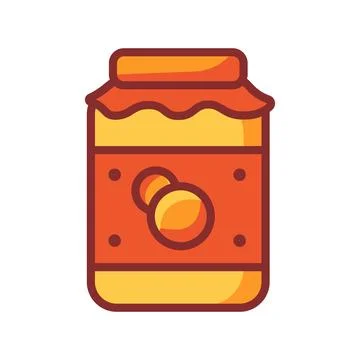 Vector icon of a jar of jam or compote on a white background. Autumn. Stock Illustration