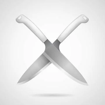 Vector icon for knives Vector icon for two crossed metallic kitchen knives... Stock Photos