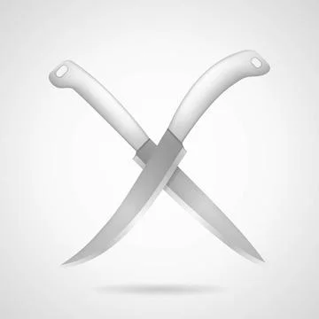 Vector icon for knives Vector icon for two crossed metallic kitchen knives... Stock Photos