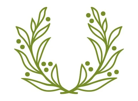 Vector icon of laurel wreath. Retro emblem of green laurel wreath. 库存插图