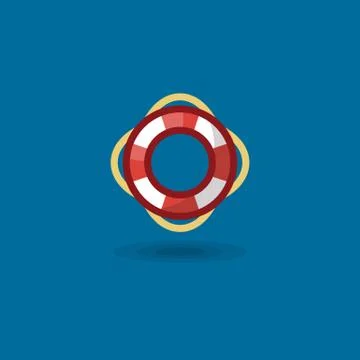 Vector icon life ring. Illustration a marine colored nautical life buoy isolated Stock Illustration