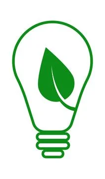 Vector icon of light bulb with leaf element representing nature powered ideas Stock Illustration