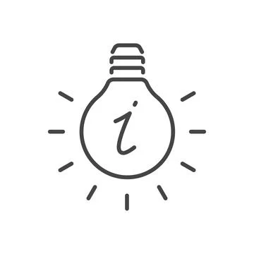 Vector icon of light bulb with letter I Illustrazione stock
