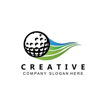 Vector icon logo golf ball, stick, and golfing. Outdoor Games, retro concep.. Stock Illustration