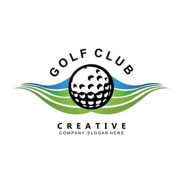 Vector icon logo golf ball, stick, and golfing. Outdoor Games, retro concep.. Stock Illustration