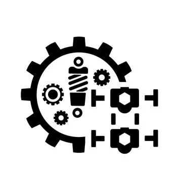 Vector icon, logo, illustration with car parts. Auto parts. Car service. Auto pa Stock Illustration