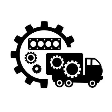 Vector icon, logo, illustration with car parts. Auto parts. Car service. Auto pa Illustrazione stock