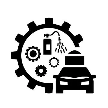 Vector icon, logo, illustration with car parts. Auto parts. Car service. Auto pa Stock Illustration