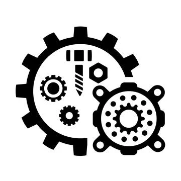 Vector icon, logo, illustration with car parts. Auto parts. Car service. Auto pa Stock Illustration