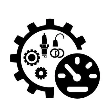 Vector icon, logo, illustration with car parts. Auto parts. Car service. Auto pa Stock Illustration