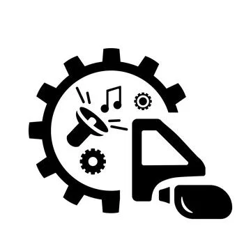 Vector icon, logo, illustration with car parts. Auto parts. Car service. Auto pa Stock Illustration