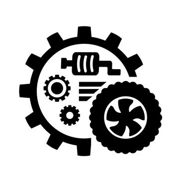 Vector icon, logo, illustration with car parts. Auto parts. Car service. Auto pa Stock Illustration
