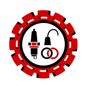 Vector icon, logo, illustration with car parts. Auto parts. Car service. Auto pa Stock Illustration