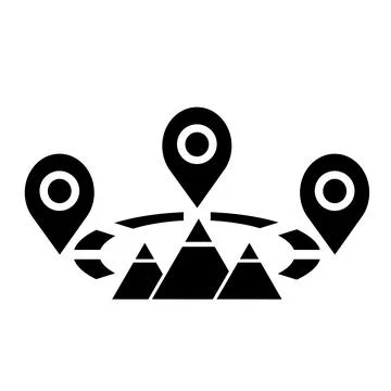 Vector icon, logo, location, mountains, tourism.  Stock Illustration