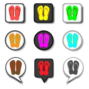 Vector icon logo for set symbols summer slippers sandal flip flop 스톡 일러스트