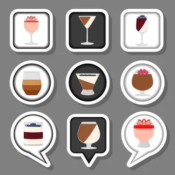 Vector icon logo for set symbols sweet jelly panna cotta Stock Illustration