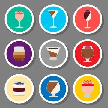 Vector icon logo for set symbols sweet jelly panna cotta Stock Illustration