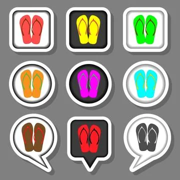 Vector icon logo for set symbols summer slippers sandal flip flop Stock Illustration