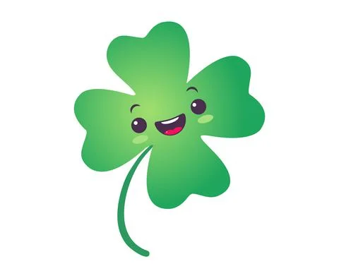 Vector icon of lucky clover for Patrick's day in kawaii style. Stock Illustration
