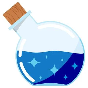 Vector icon of magic potion, glass magical tube with wooden cork isolated on  Stock Illustration