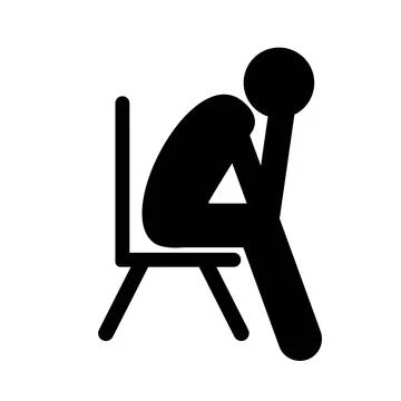 Vector icon of man figure sitting sadly. Coronavirus impact in business Stock Illustration
