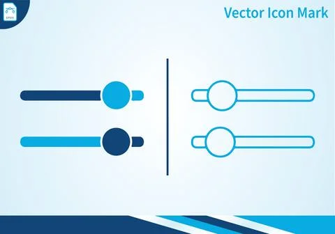 Vector icon mark with blue and dark blue slider controls. Stock Illustration