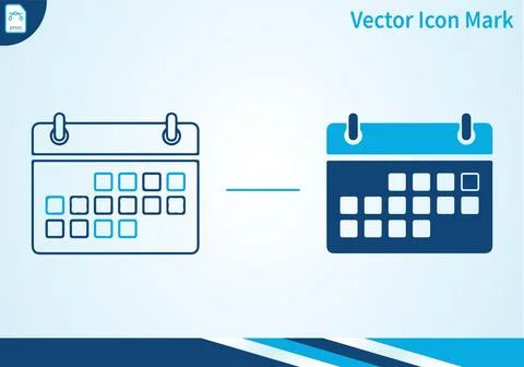 Vector icon mark with blue and dark blue calendar symbols. Ilustração Stock
