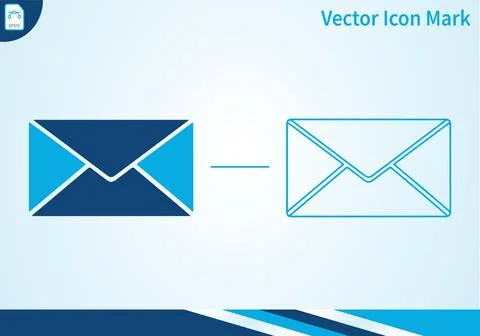 Vector icon mark with blue and dark blue envelope mail symbols. Ilustración de archivo