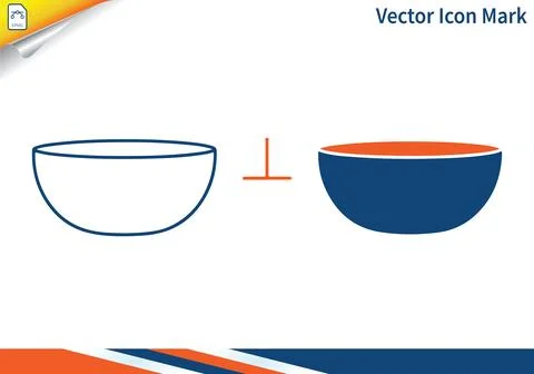 Vector icon mark bowl half full in blue and orange. Illustrazione stock