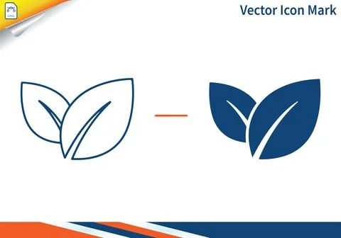 Vector icon mark leaves set in blue and orange. Stock Illustration