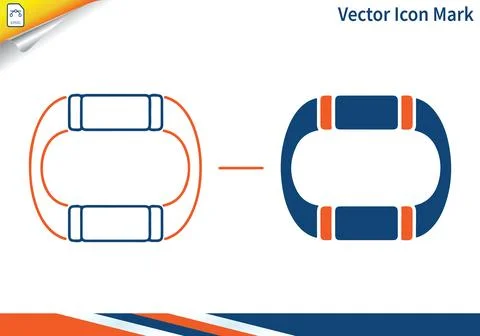 Vector icon mark link chain elements in blue and orange. Ilustración de archivo