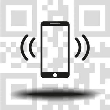 Vector icon mobile phone the background QR code Illustrazione stock