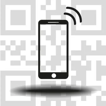 Vector icon mobile phone the background QR code Illustrazione stock
