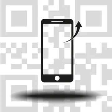 Vector icon mobile phone the background QR code 스톡 일러스트