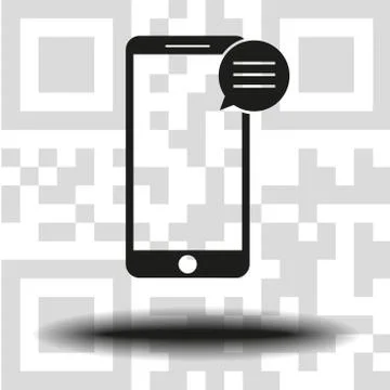 Vector icon mobile phone the background QR code Illustrazione stock