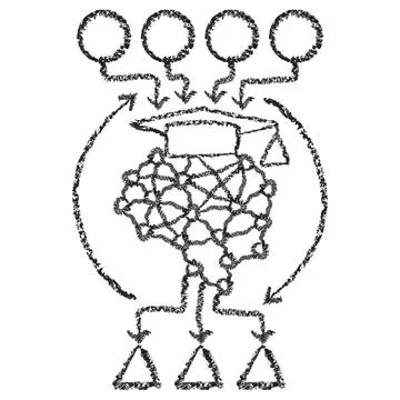 Vector icon of a neural network brain wearing a graduation cap Stock Illustration