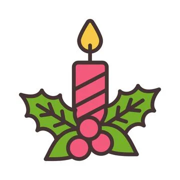 Vector icon of New Year and Christmas candle on a white background Stock Illustration