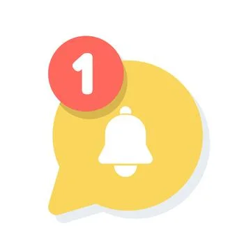 Vector icon of notification bell on speech bubble, incoming messages alert. Stockillustratie