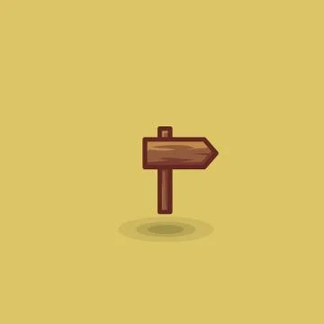 Vector icon one wooden path sign to right isolated Stock Illustration