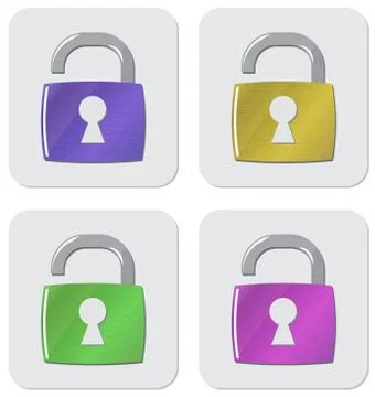 Vector  icon opened padlock set Illustrazione stock