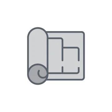 Vector icon or illustration with appartament  home blue print in outline style Stock Illustration