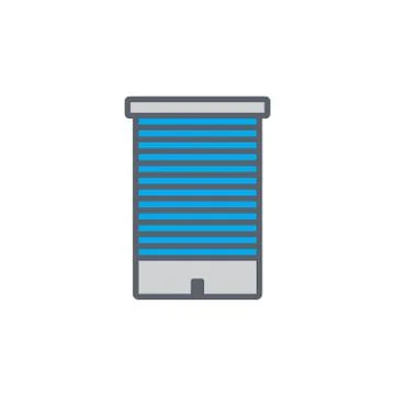 Vector icon or illustration with building in outline style Stock Illustration