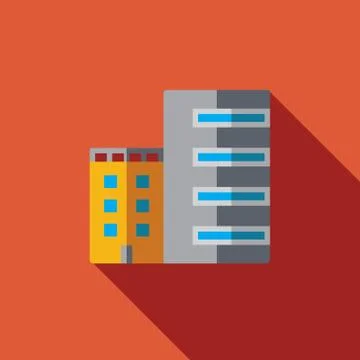 Vector icon or illustration with building in flat design style Stock Illustration