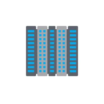 Vector icon or illustration with building in material design style Stock Illustration