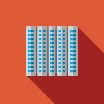 Vector icon or illustration with building in flat design style Illustrazione stock