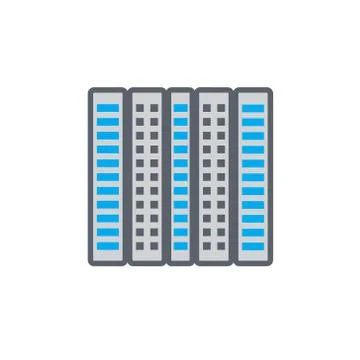 Vector icon or illustration with building in outline style Stock Illustration